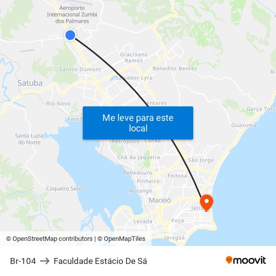 Br-104 to Faculdade Estácio De Sá map