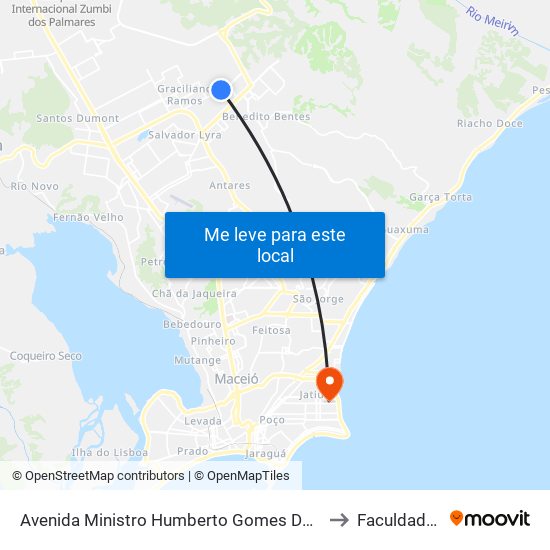 Avenida Ministro Humberto Gomes De Barros Benedito Bentes Maceió - Alagoas Brasil to Faculdade Estácio De Sá map