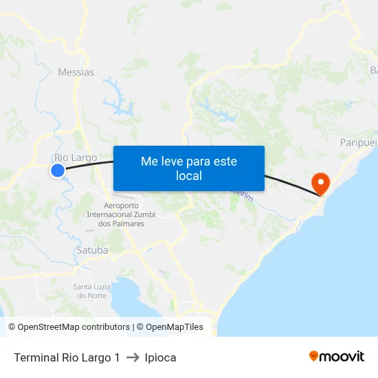Terminal Rio Largo 1 to Ipioca map