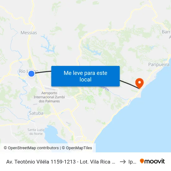 Av. Teotônio Viléla 1159-1213 - Lot. Vila Rica Rio Largo - Al 57100-000 Brasil to Ipioca map