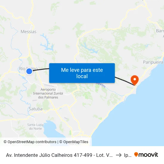 Av. Intendente Júlio Calheiros 417-499 - Lot. Vila Rica Rio Largo - Al 57100-000 Brasil to Ipioca map