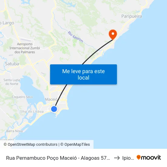 Rua Pernambuco Poço Maceió - Alagoas 57022 Brasil to Ipioca map