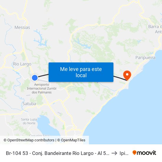 Br-104 53 - Conj. Bandeirante Rio Largo - Al 57100-000 Brasil to Ipioca map