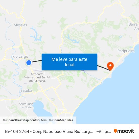 Br-104 2764 - Conj. Napoleao Viana Rio Largo - Al 57100-000 Brasil to Ipioca map