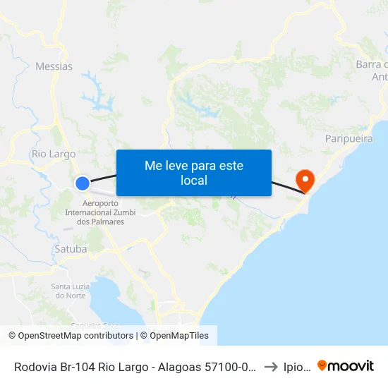 Rodovia Br-104 Rio Largo - Alagoas 57100-000 Brasil to Ipioca map