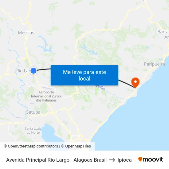 Avenida Principal Rio Largo - Alagoas Brasil to Ipioca map