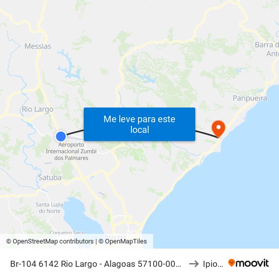 Br-104 6142 Rio Largo - Alagoas 57100-000 Brasil to Ipioca map