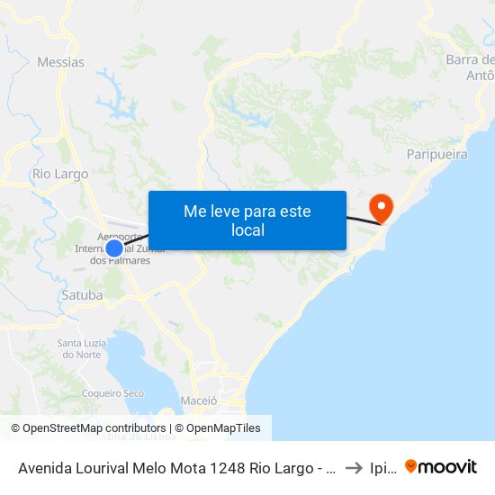 Avenida Lourival Melo Mota 1248 Rio Largo - Alagoas 57100-000 Brasil to Ipioca map