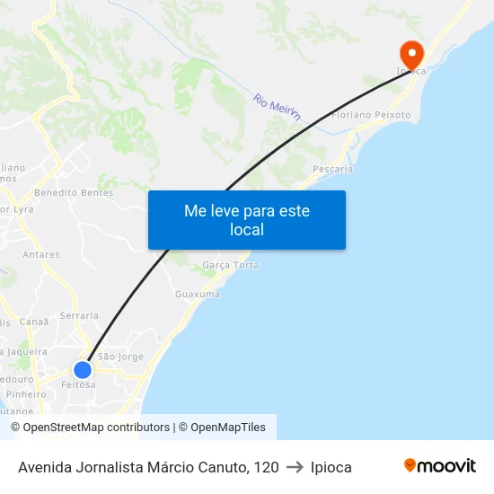 Avenida Jornalista Márcio Canuto, 120 to Ipioca map