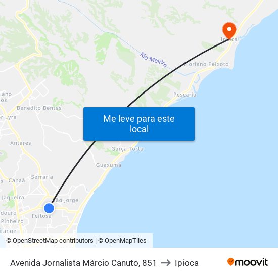 Avenida Jornalista Márcio Canuto, 851 to Ipioca map