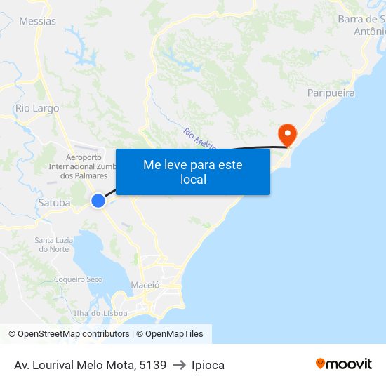 Av. Lourival Melo Mota, 5139 to Ipioca map