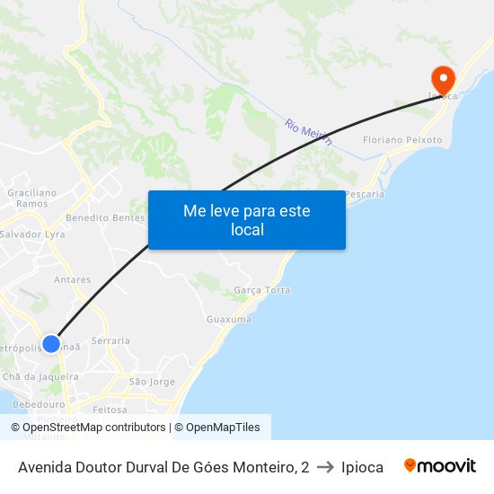 Avenida Doutor Durval De Góes Monteiro, 2 to Ipioca map