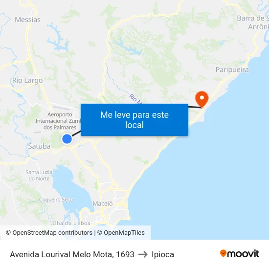 Avenida Lourival Melo Mota, 1693 to Ipioca map