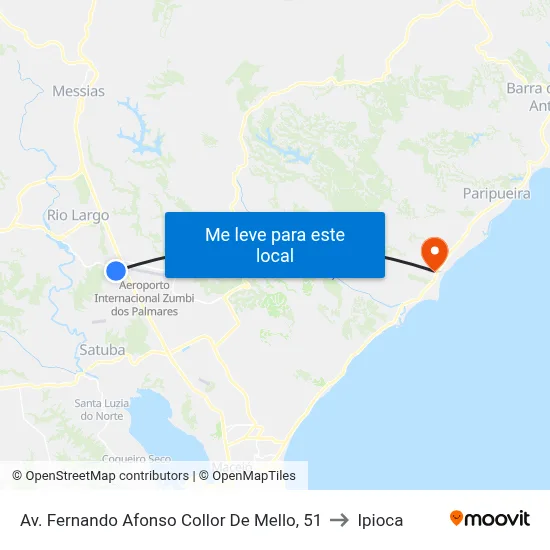 Av. Fernando Afonso Collor De Mello, 51 to Ipioca map