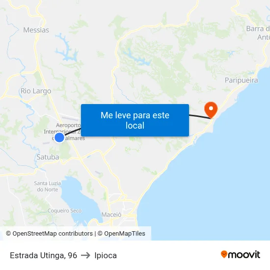 Estrada Utinga, 96 to Ipioca map