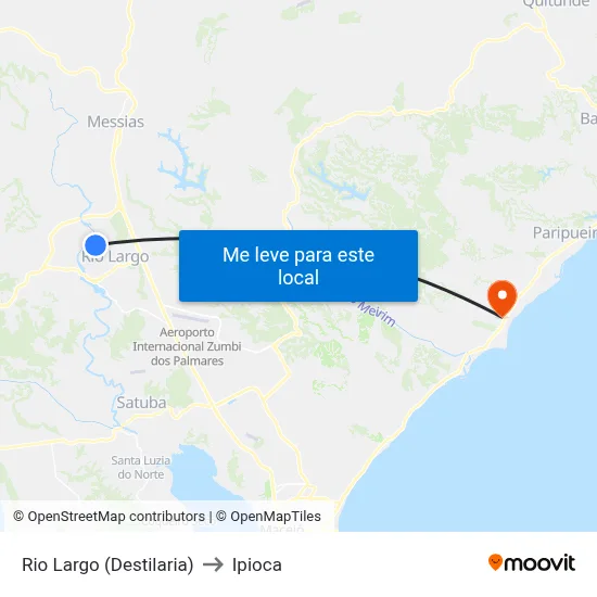 Rio Largo (Destilaria) to Ipioca map