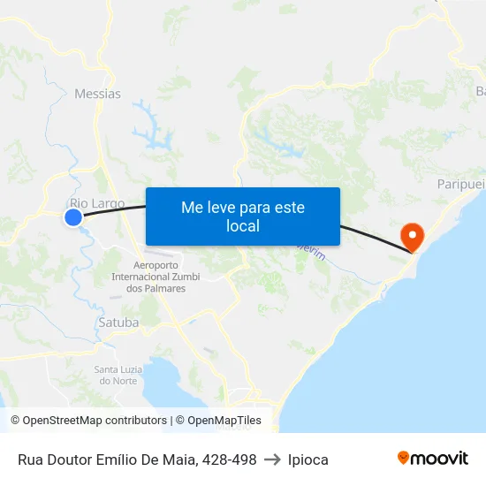 Rua Doutor Emílio De Maia, 428-498 to Ipioca map