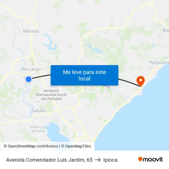 Avenida Comendador Luís Jardim, 65 to Ipioca map