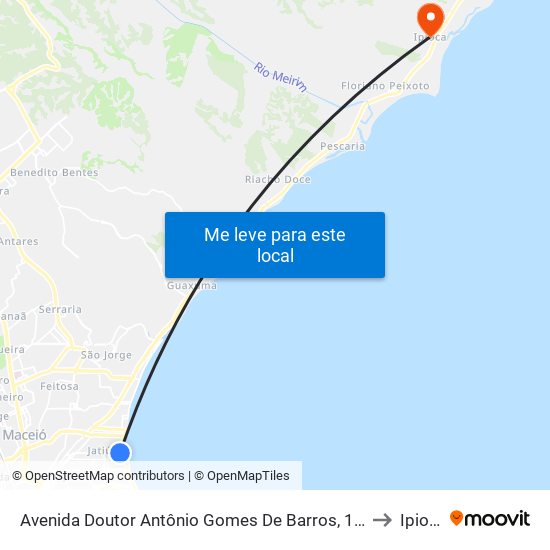 Avenida Doutor Antônio Gomes De Barros, 123-219 to Ipioca map