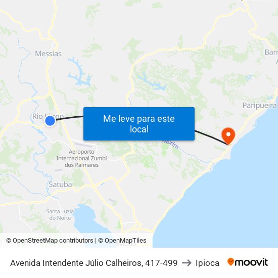 Avenida Intendente Júlio Calheiros, 417-499 to Ipioca map