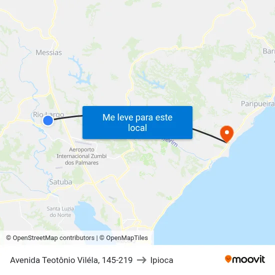 Avenida Teotônio Viléla, 145-219 to Ipioca map