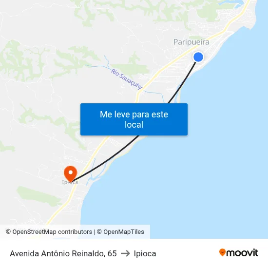 Avenida Antônio Reinaldo, 65 to Ipioca map