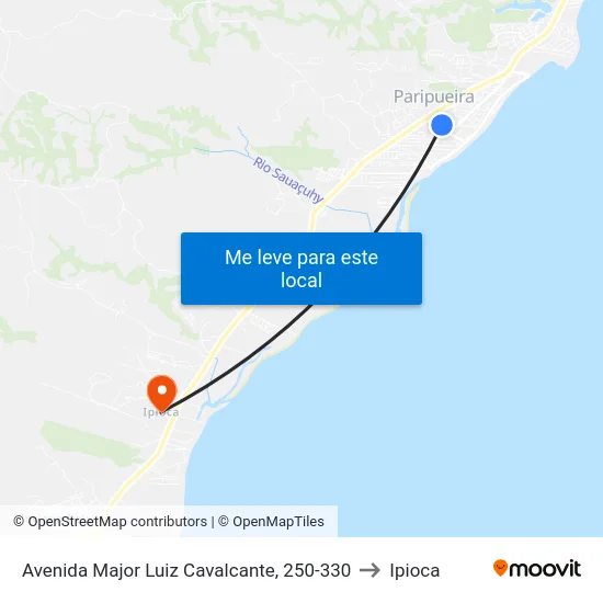 Avenida Major Luiz Cavalcante, 250-330 to Ipioca map