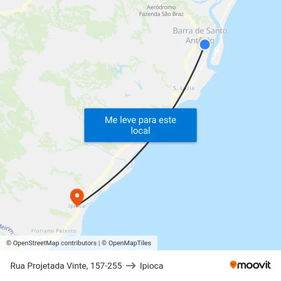 Rua Projetada Vinte, 157-255 to Ipioca map