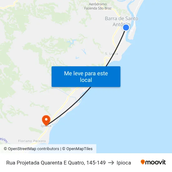Rua Projetada Quarenta E Quatro, 145-149 to Ipioca map