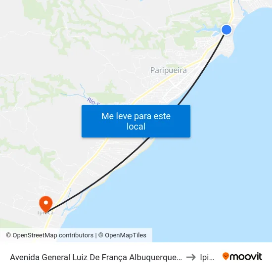 Avenida General Luiz De França Albuquerque, 5222-5338 to Ipioca map