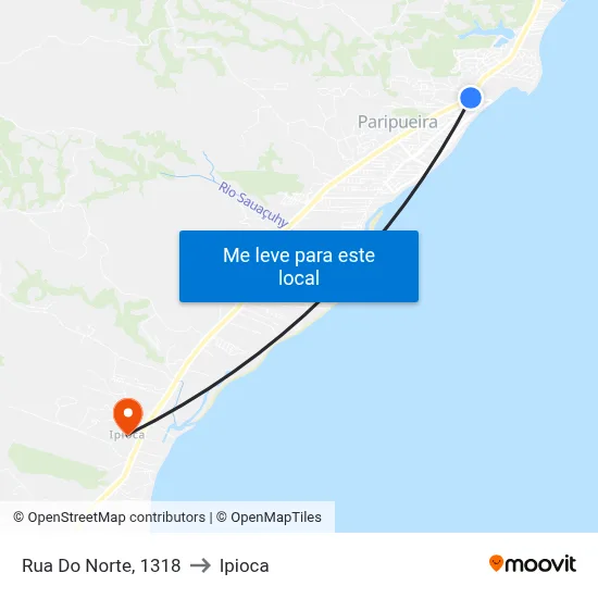 Rua Do Norte, 1318 to Ipioca map