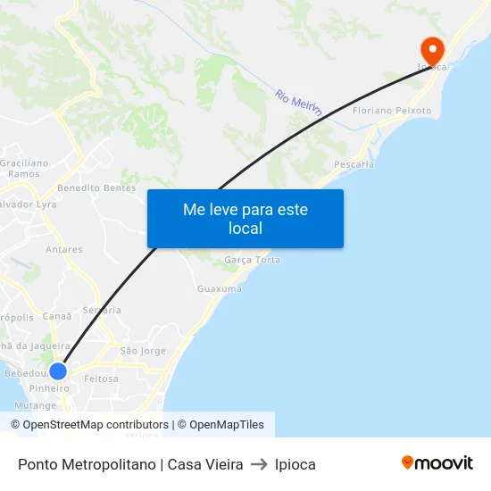 Ponto Metropolitano | Casa Vieira to Ipioca map