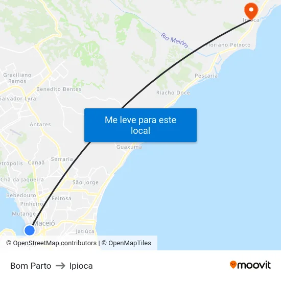 Bom Parto to Ipioca map