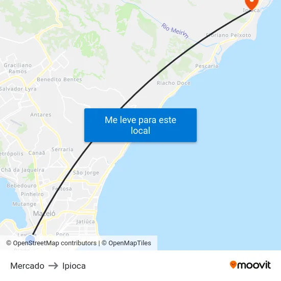 Mercado to Ipioca map