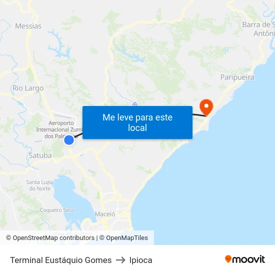 Terminal Eustáquio Gomes to Ipioca map