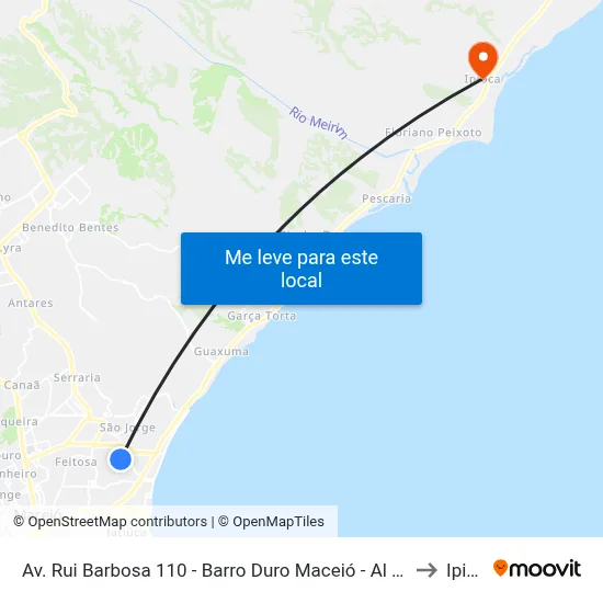Av. Rui Barbosa 110 - Barro Duro Maceió - Al 57045-053 Brasil to Ipioca map