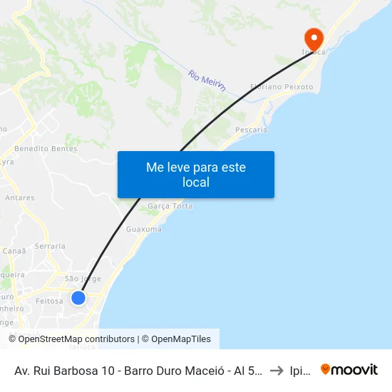 Av. Rui Barbosa 10 - Barro Duro Maceió - Al 57045-053 Brasil to Ipioca map