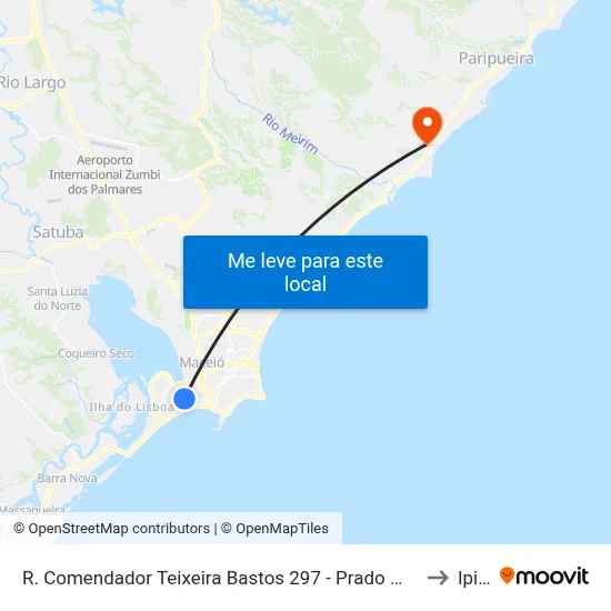 R. Comendador Teixeira Bastos 297 - Prado Maceió - Al 57010-300 Brasil to Ipioca map