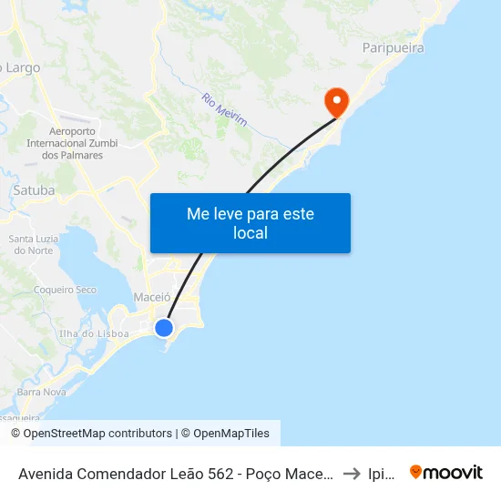 Avenida Comendador Leão 562 - Poço Maceió - Al Brasil to Ipioca map