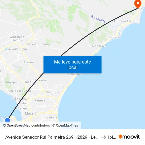 Avenida Senador Rui Palmeira 2691-2829 - Levada Maceió - Al Brasil to Ipioca map