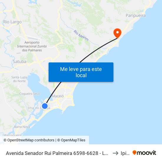 Avenida Senador Rui Palmeira 6598-6628 - Levada Maceió - Al Brasil to Ipioca map