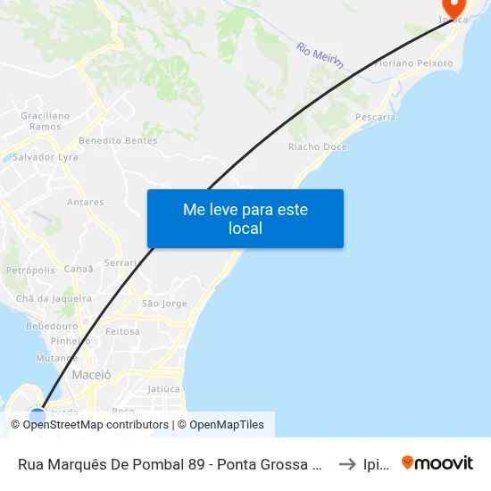 Rua Marquês De Pombal 89 - Ponta Grossa Maceió - Al Brasil to Ipioca map