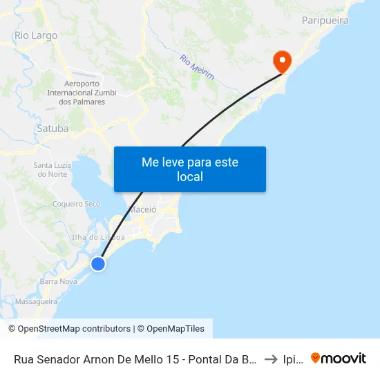 Rua Senador Arnon De Mello 15 - Pontal Da Barra Maceió - Al Brasil to Ipioca map