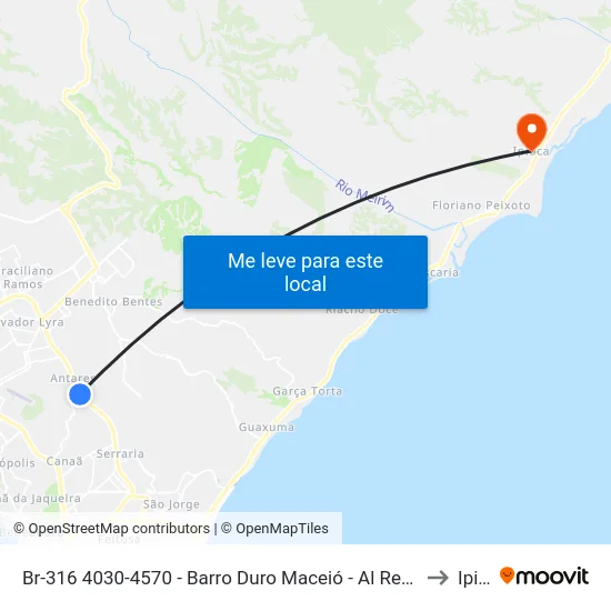 Br-316 4030-4570 - Barro Duro Maceió - Al República Federativa Do Brasil to Ipioca map