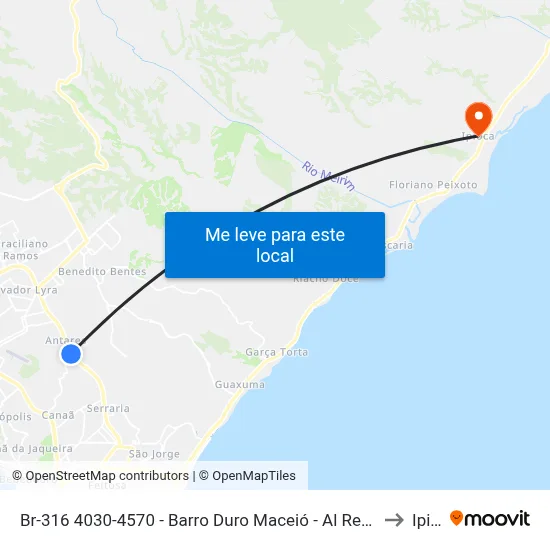 Br-316 4030-4570 - Barro Duro Maceió - Al República Federativa Do Brasil to Ipioca map