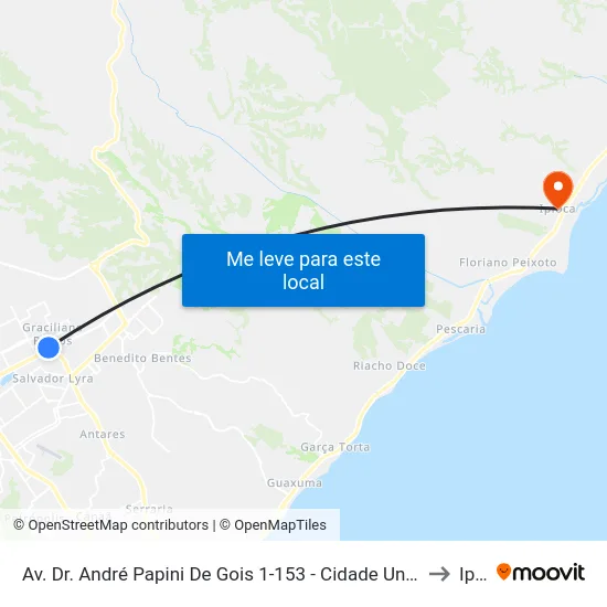 Av. Dr. André Papini De Gois 1-153 - Cidade Universitária Maceió - Al 57073-474 Brasil to Ipioca map