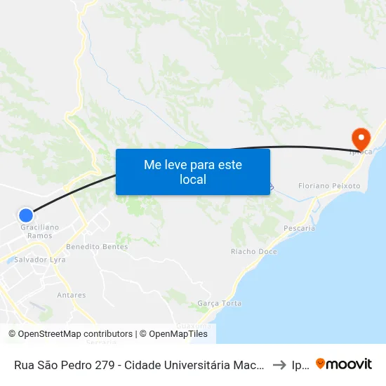 Rua São Pedro 279 - Cidade Universitária Maceió - Al República Federativa Do Brasil to Ipioca map