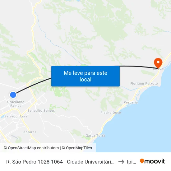 R. São Pedro 1028-1064 - Cidade Universitária Maceió - Al Brasil to Ipioca map