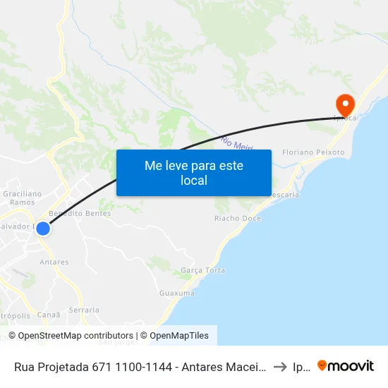 Rua Projetada 671 1100-1144 - Antares Maceió - Al República Federativa Do Brasil to Ipioca map