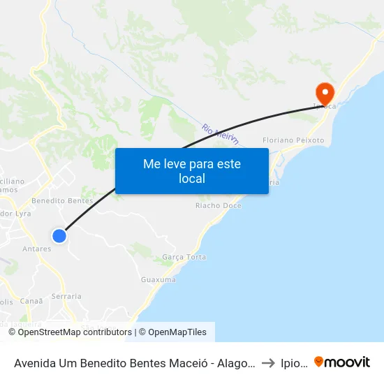Avenida Um Benedito Bentes Maceió - Alagoas Brasil to Ipioca map